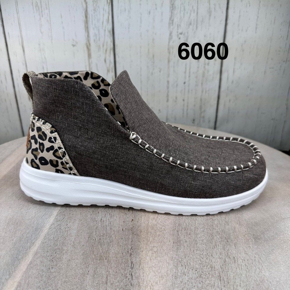 Hey Dude Wendy Crafted Leopard Women 10 Brown New Canvas Mid Top 40209-90L